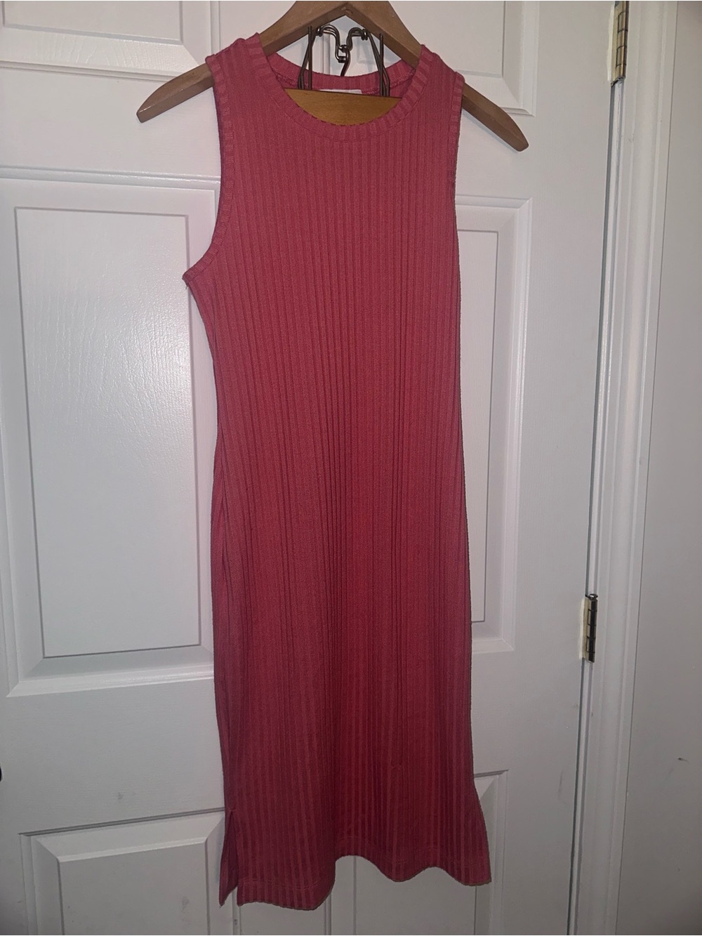 Nine West Sleeveless Ribbed Midi Dress in Rose